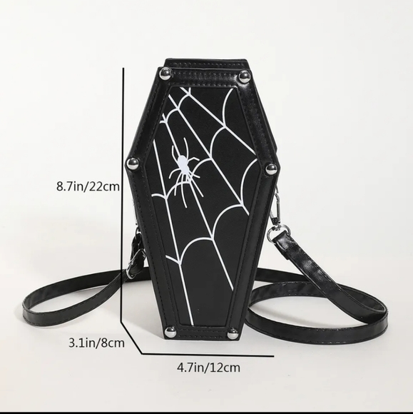 Coffin & Web Crossbody PU Bag - Picture 3 of 13